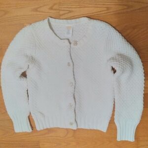Gymboree Girl's Chunky White Cotton Blend Knit Button Up Cardigan Sweater Size 6